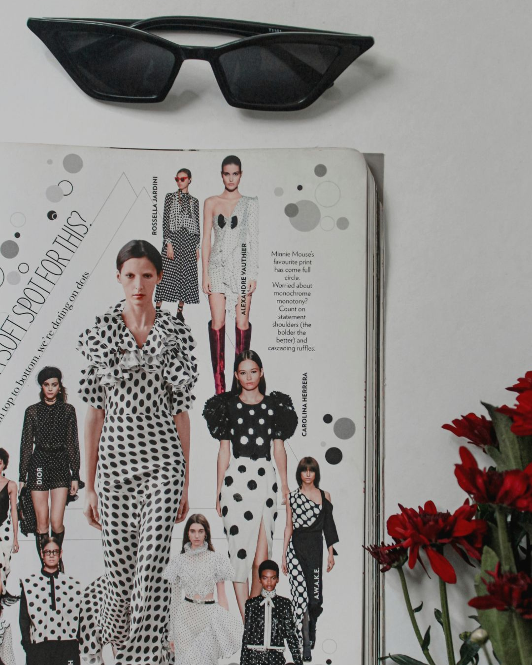 foto de revista con prendas de vestir en estampado polka dots
