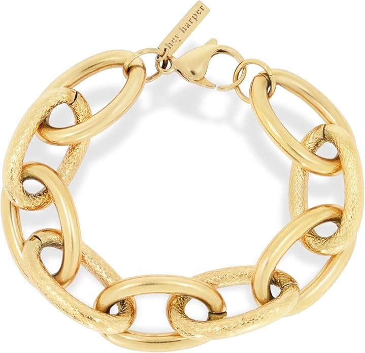 pulsera de eslabones grandes en oro 